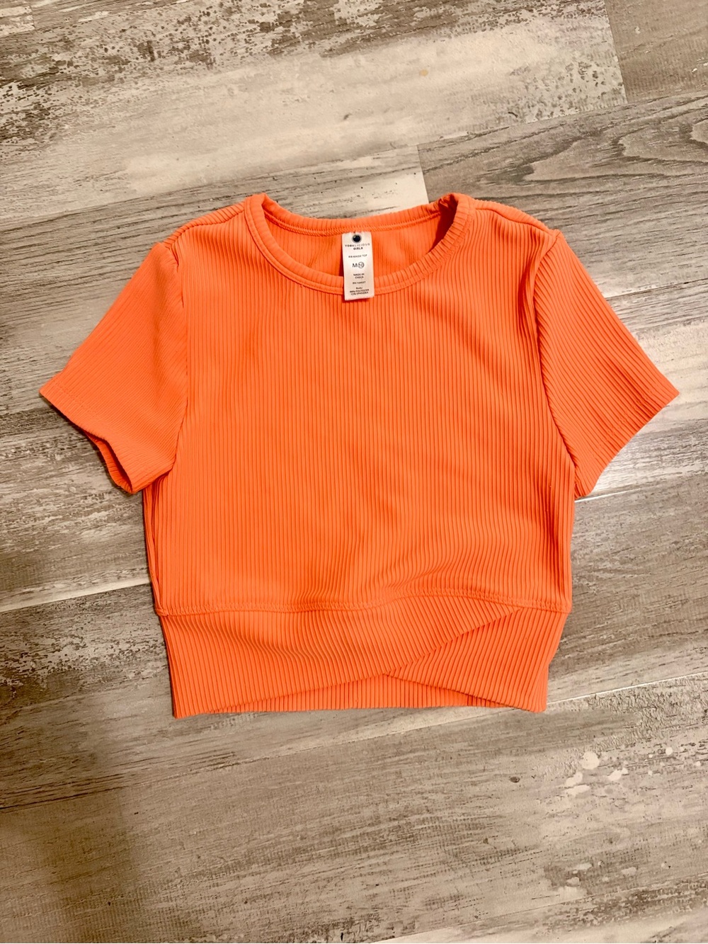 Yogalicious Ribbed Short Sleeve Crop Top - Bright Orange